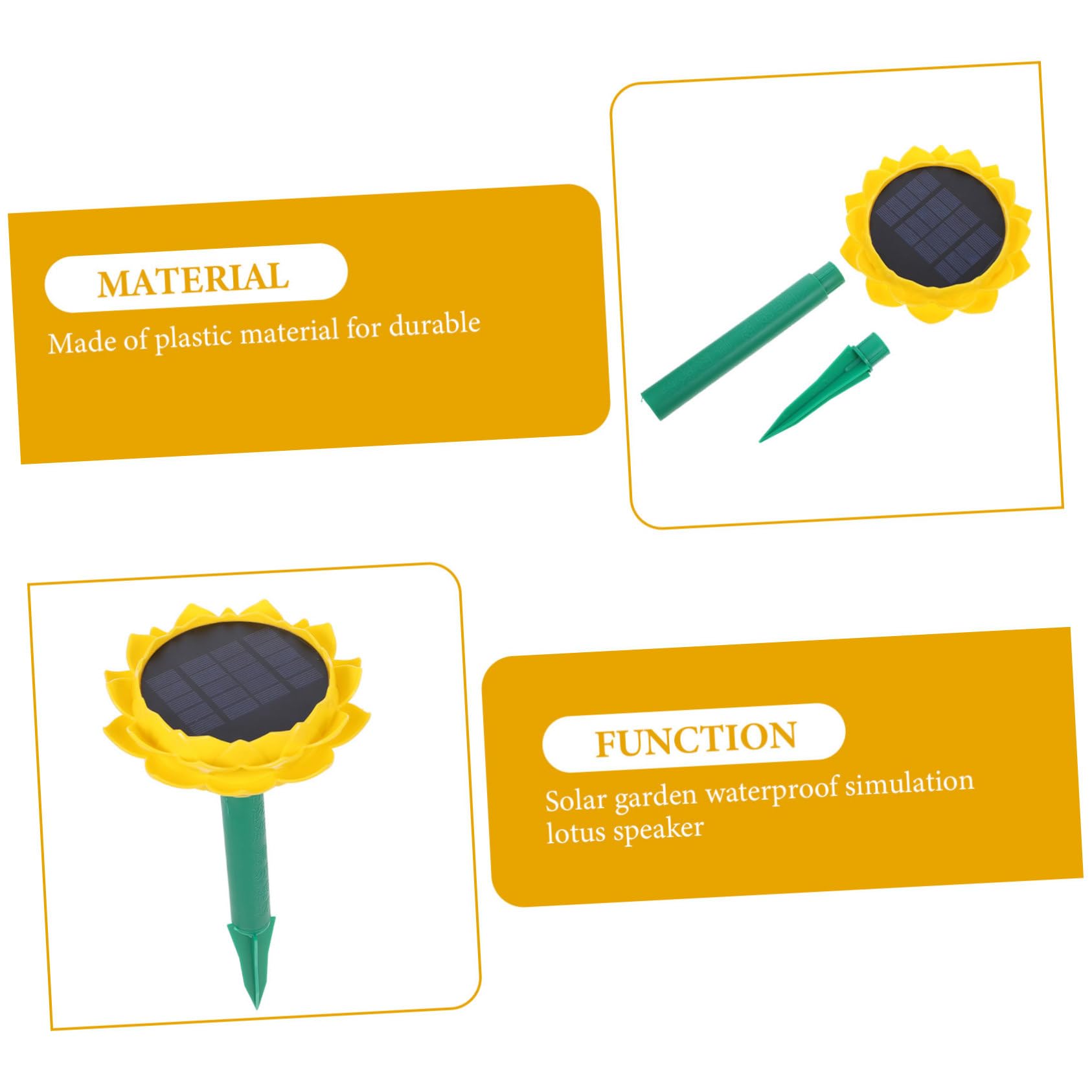 Altoparlante a Energia Solare a Forma di Loto Giallo | Capacità 500mah, Plastico, Portatile, Riproduce Musica Buddista All'aperto