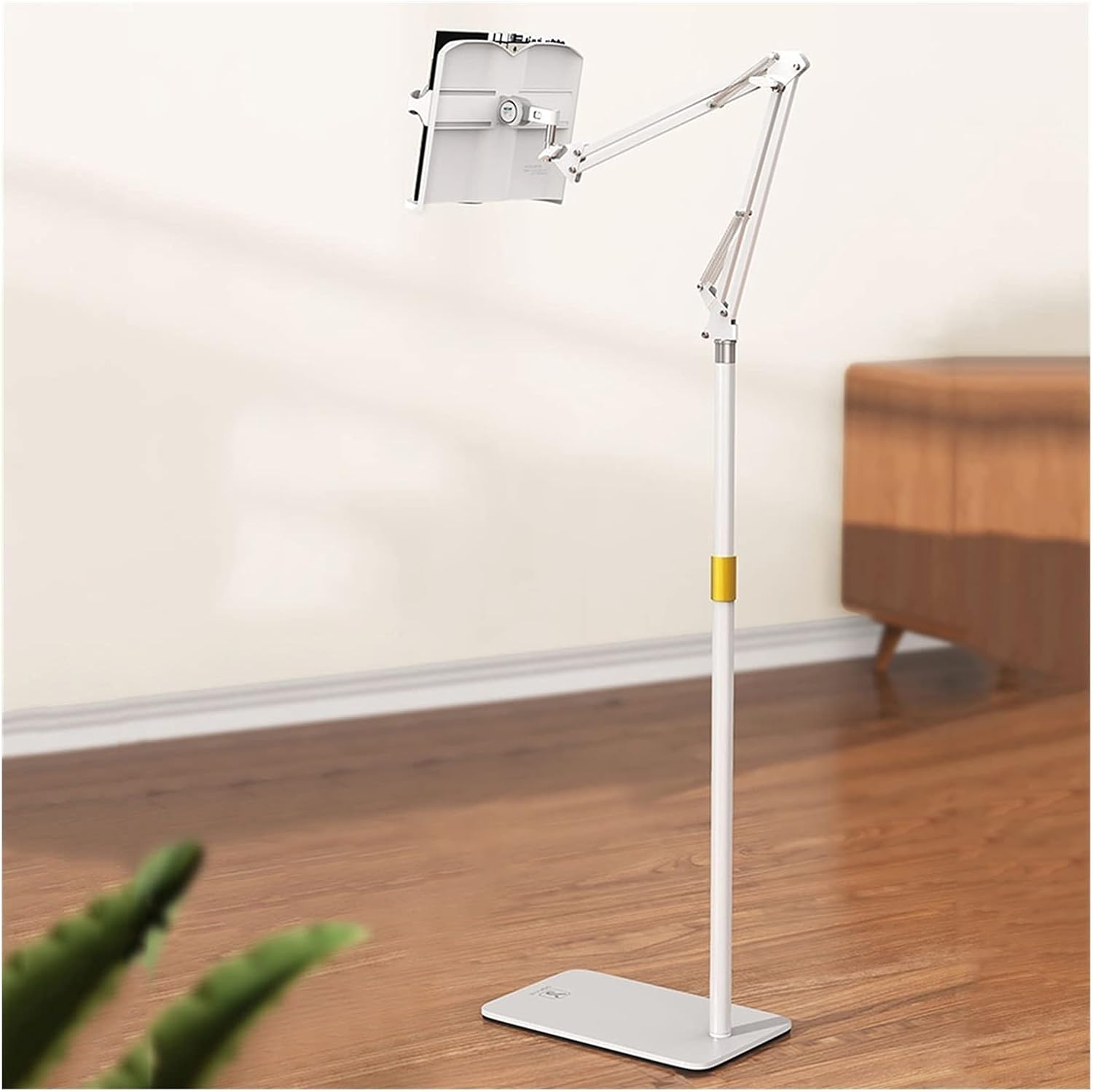 Floor Stand Book Holder for Reading Cookbook Holder Stand for Kitchen,Reading Rack Adjustable Height and Angle Laptop Stand for Desk,Bed,Reading Cook Book Document Holder (White) (White)