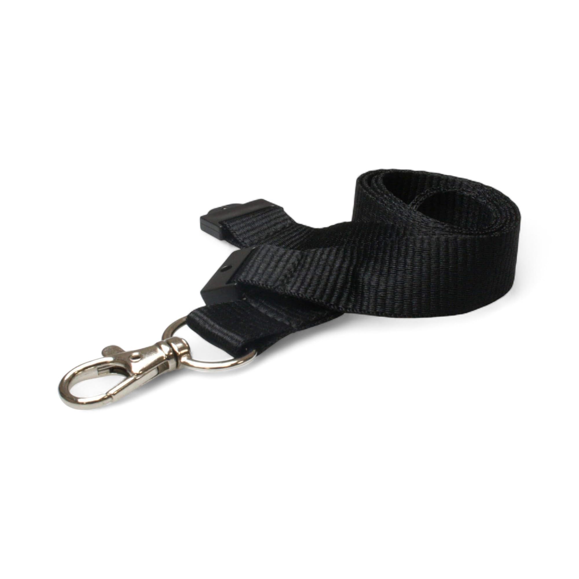 ALG ID Cards Black Lanyard for ID Card Badge Holders - 20mm Wide with a Metal Clip & Safety Breakaway - Soft Comfortable Material Thick - For Staff, Students, Employees & Visitors (25, Black)