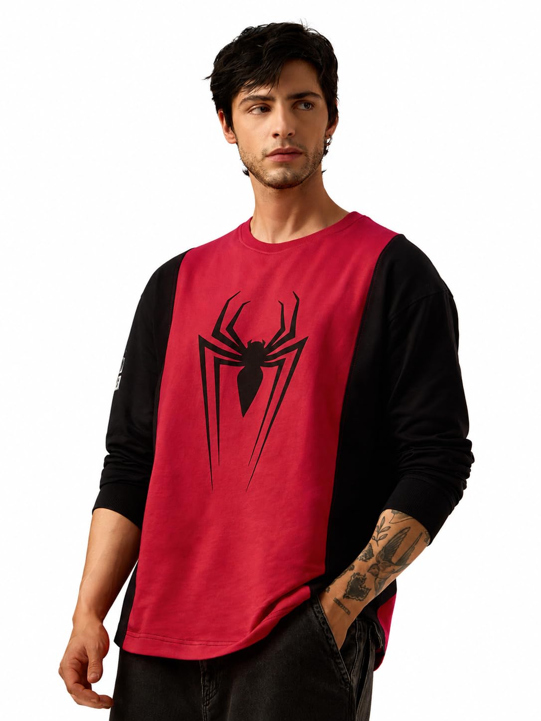 the souled store Men's Cotton Oversized Fit Spider-Man: Radioactive Oversized Full Sleeve T-Shirts-picture-36