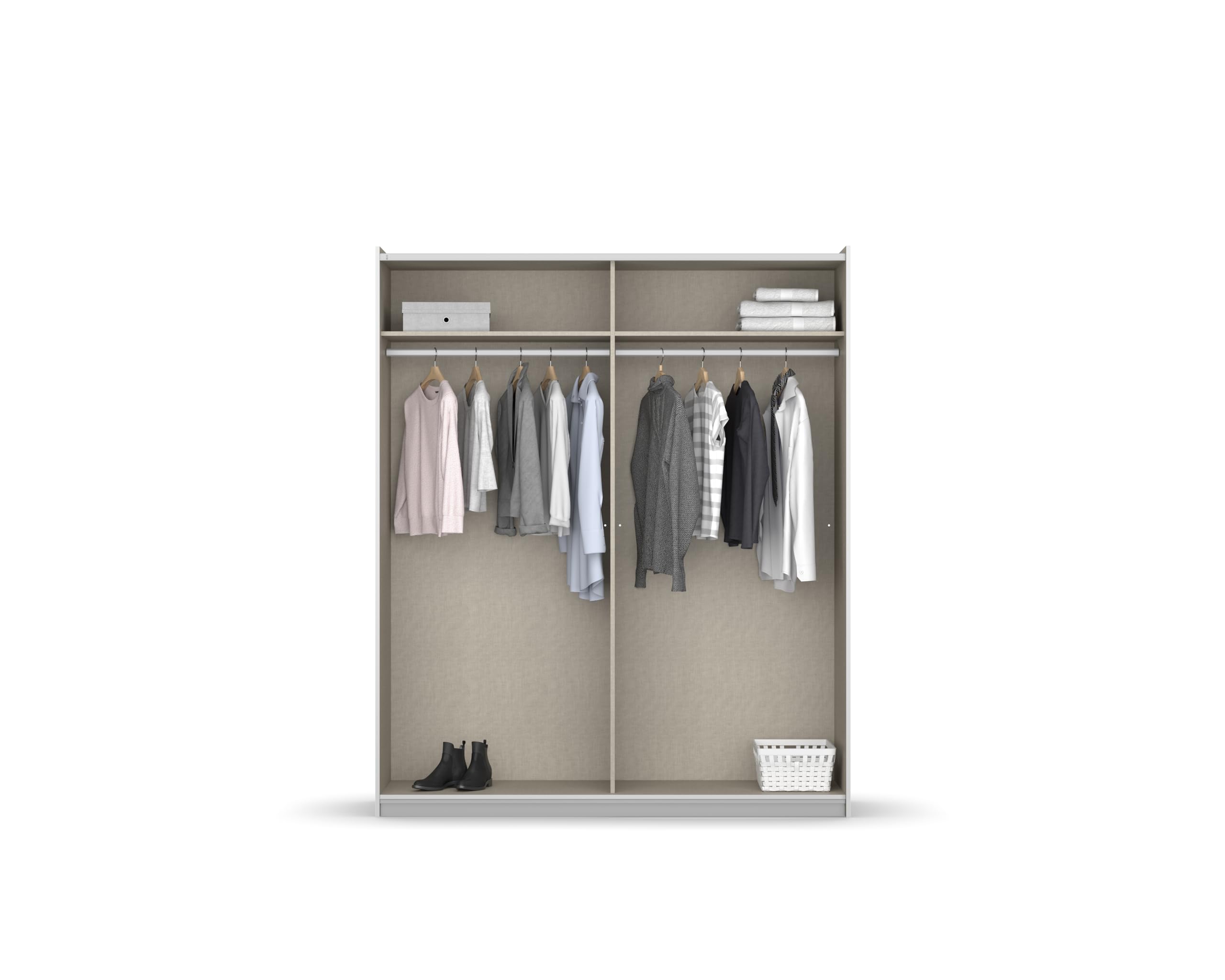 Rauch Möbel Subito Armadio a 2 Ante con 2 Ripiani e 2 aste Appendiabiti, Legno, Bianco, 181 x 197 x 61 cm