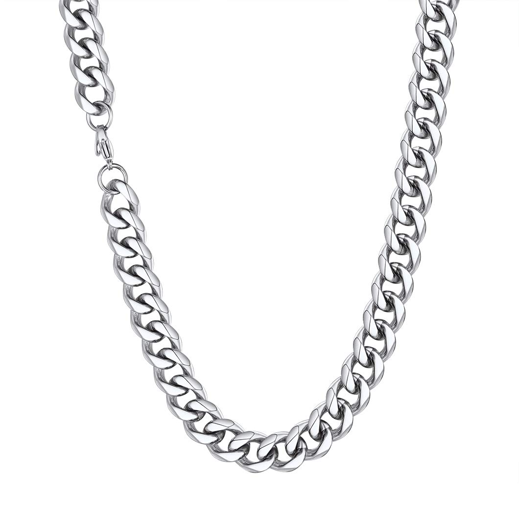 Richsteel Herren Halskette Klassische Panzerkette 3/6/9/12mm breit kubanische Hip-Hop Kette Cuban Chain Necklace für Männer Jungen Edelstahl 36-76cm als Herren Geschenk