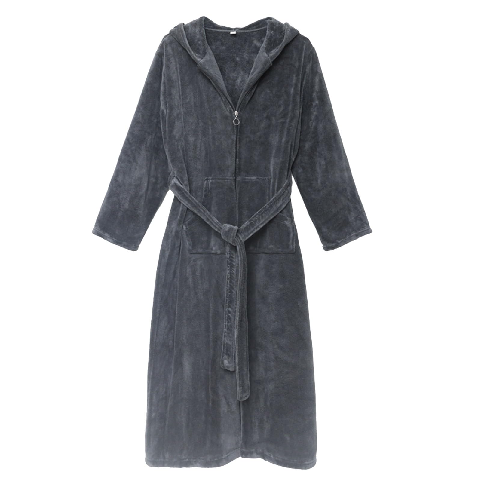 Chnnamzu Herren Bademantel Flauschig mit Reißverschluss - Herren Bademantel Frottee - Bademantel Herren Leicht - Leicht Morgenmantel - Herren Lang Warm Hausmantel - Langarm Badeponcho Saunakilt