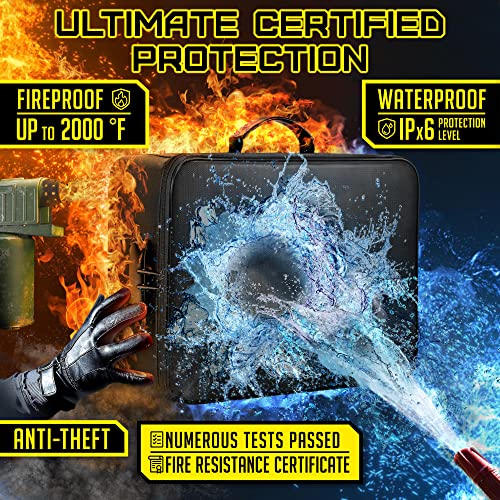 Vintez Fireproof Document Bag With Lock, File Organizer Bag, Home Office Travel Safe Bag, Multi-Layer Portable Filing Storage For Important Documents And Laptop #TOP2