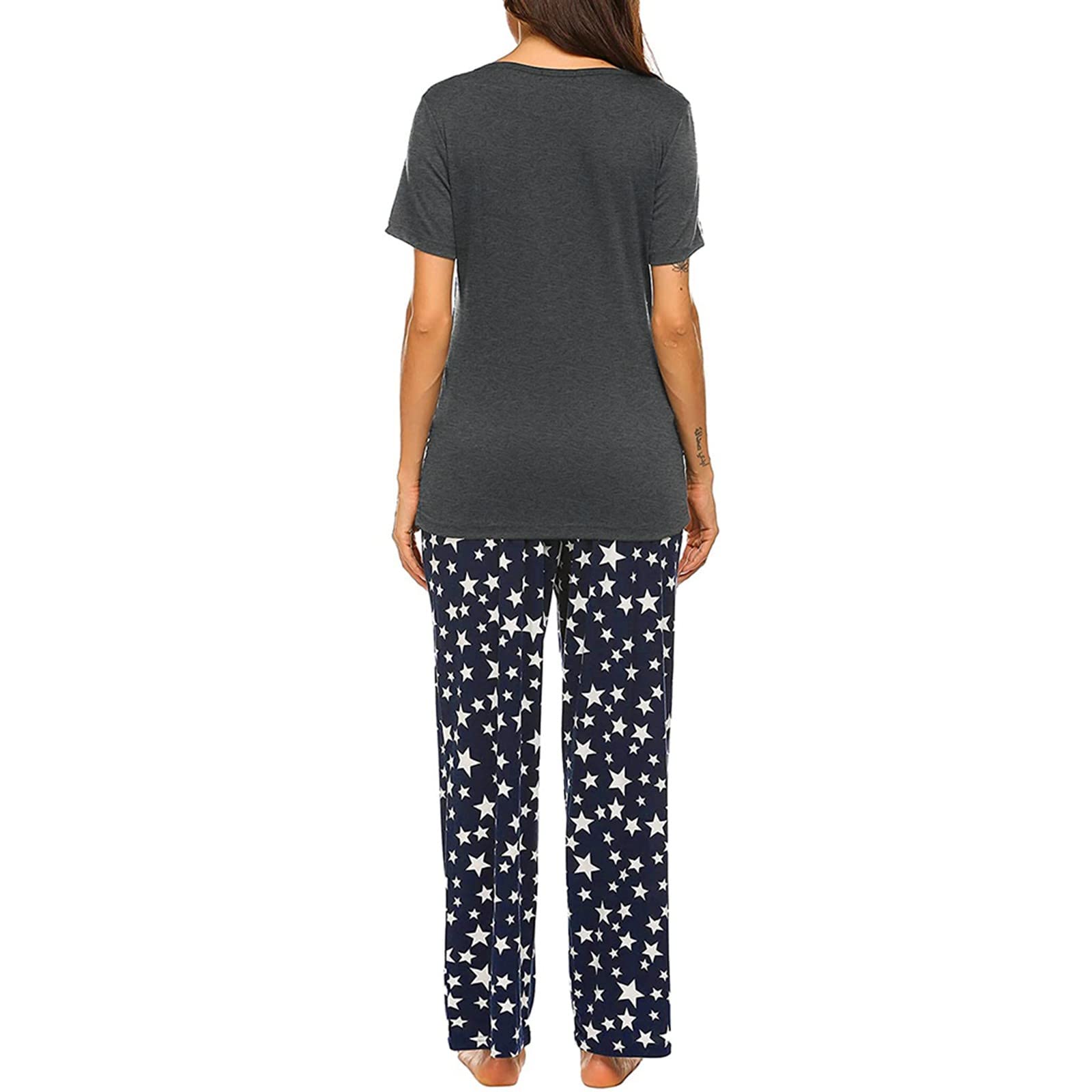 Schwangerschafts-Pyjama-Set, Nachtwäsche, Hose, Baby-Ärmel, T-Shirt, Stillen, Damen, Hemd, Umstandsschlaf, Nachtkleider, Frauen-Schlaf, grau, XL