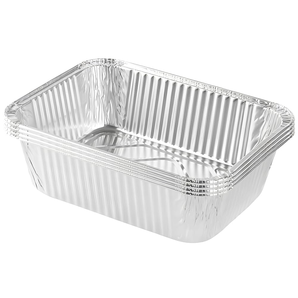 Bluesky Oblong Aluminum Pans- Pack of 4 -Perfect for Baking Roasting Serving 5 lbs Silver