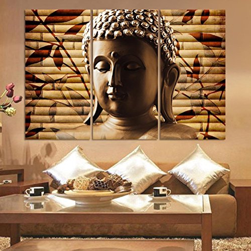 Luxry 3pieces Classical Buddha Painting Solemn Buddhism Wall Canvas Art Asian Religion Ancient Picture For House Decoration No F