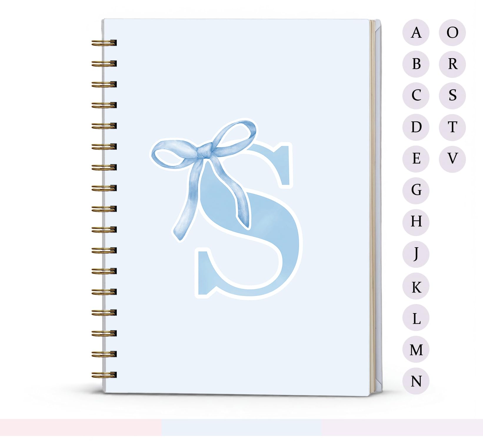 foedor Blue Bow Journal Notebook for Girls,Initial S Journals Personalized Diary Gifts for Teen Girl Kids,Monogrammed Gifts for Women,Trendy Coquette