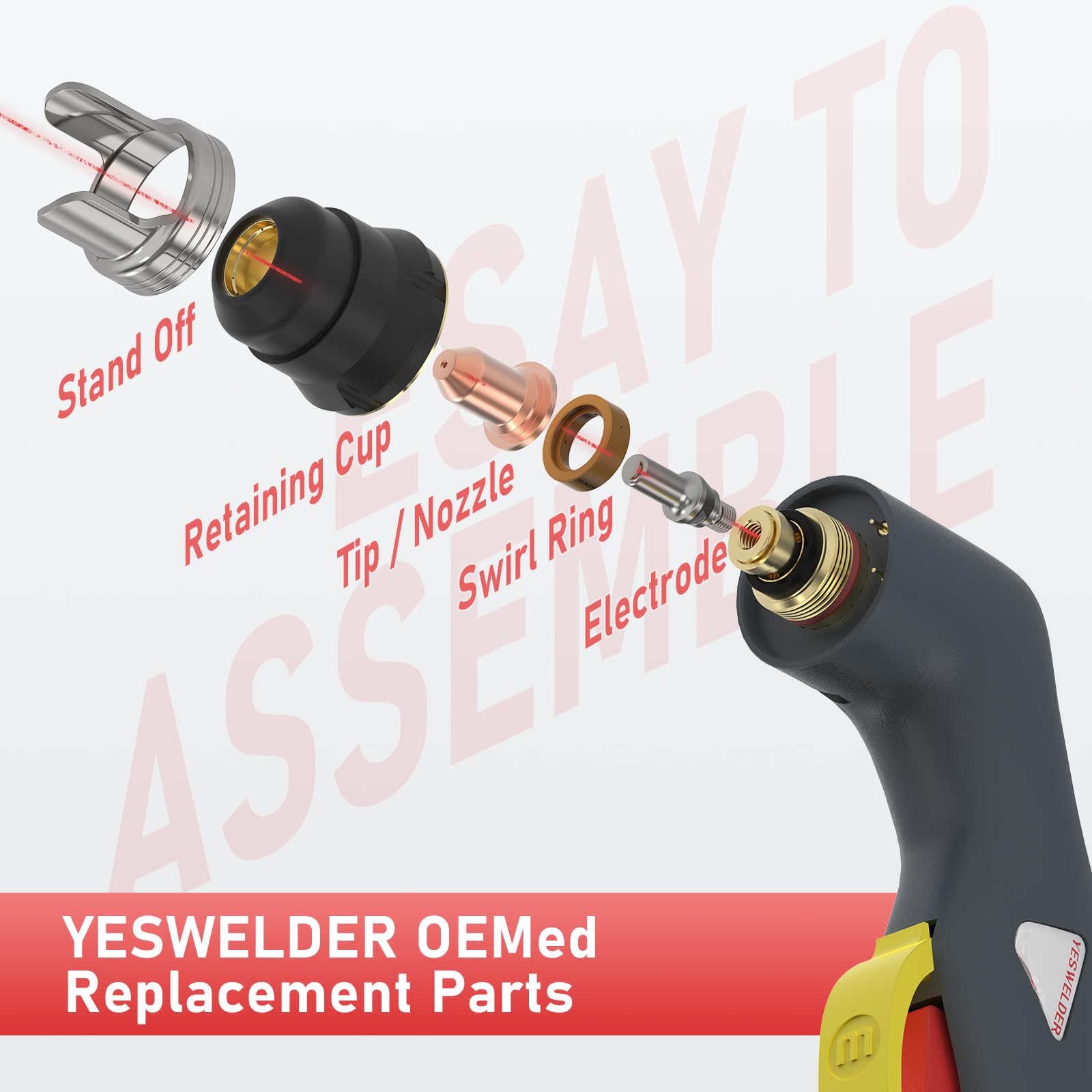 IPT40 Spitzenelektroden Kit 24 Stück Plasmaschneider Spitze Elektroden Set Plasmaschneider Düse Halterung Abdeckung Set für YESWELDER CUT 55DS Pro CUT 65DS