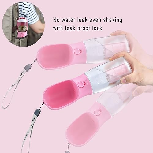 Miniatura 10 de Cibaabo Botella de agua para perros con contenedor de alimentos y soporte para bolsa de excrementos, cuenco de agua de viaje, dispensador portátil