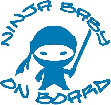ABlu Ninja Baby on Board Decal Vinyl Sticker Graphics|UR Impressions|Cars Trucks SUV Vans Walls Windows Laptop|Azure Blue|5.5 X 5.2 Inch|URI348-AB