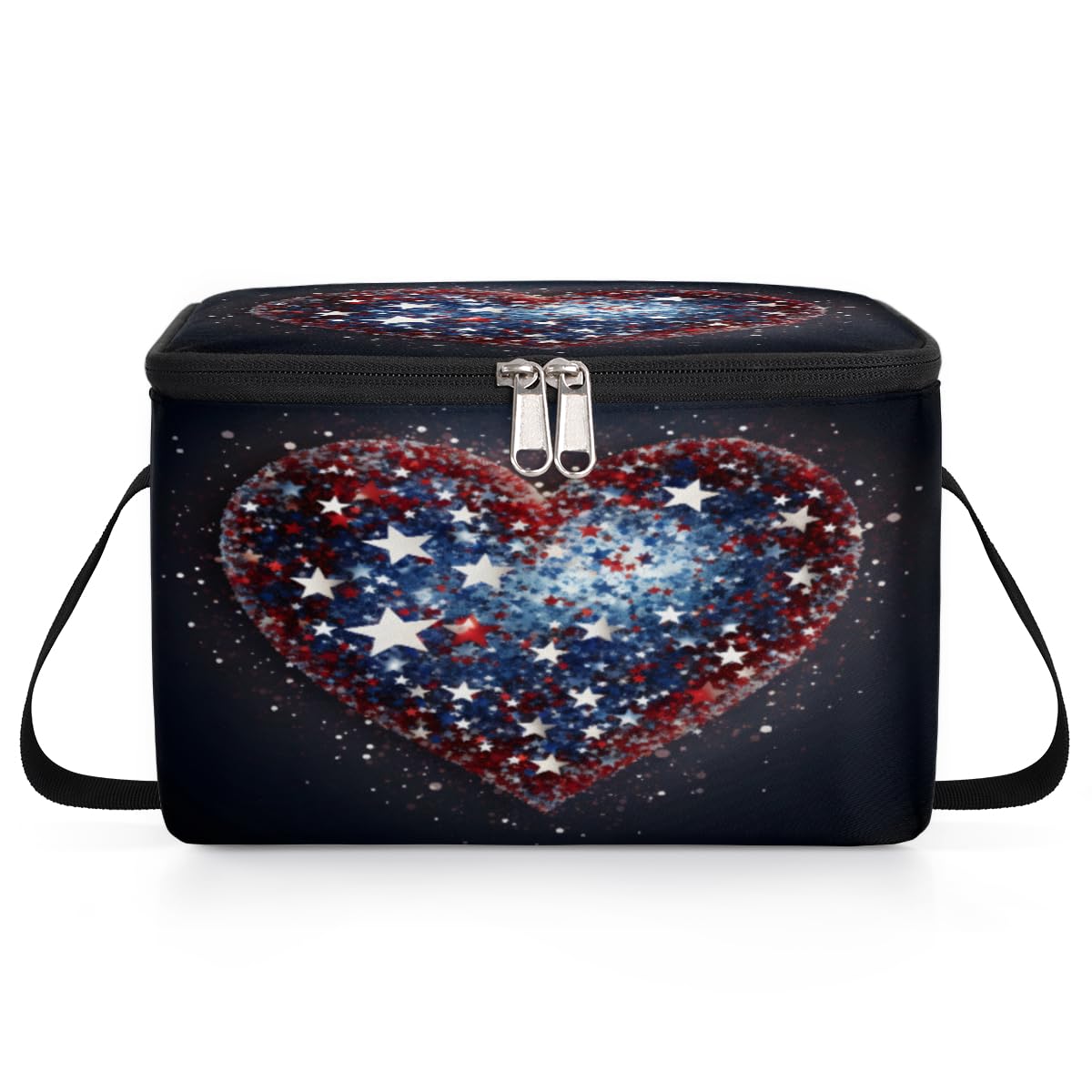 GzLeyigou Abstract Heart Stars Lunch Bags for Women Men 9 Cans, Hot & Cold Food Delivery Bag Insulated Grocery Bag Insulated Lunch Box Love Cooler Bag for Office Work Picnic Beach