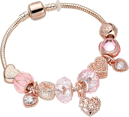 Pulsera de árbol de la vida, pulsera de cuentas, pulsera de amor, pulsera de bricolaje, pulsera de metal, regalo de pulsera, oro rosa, Metal,