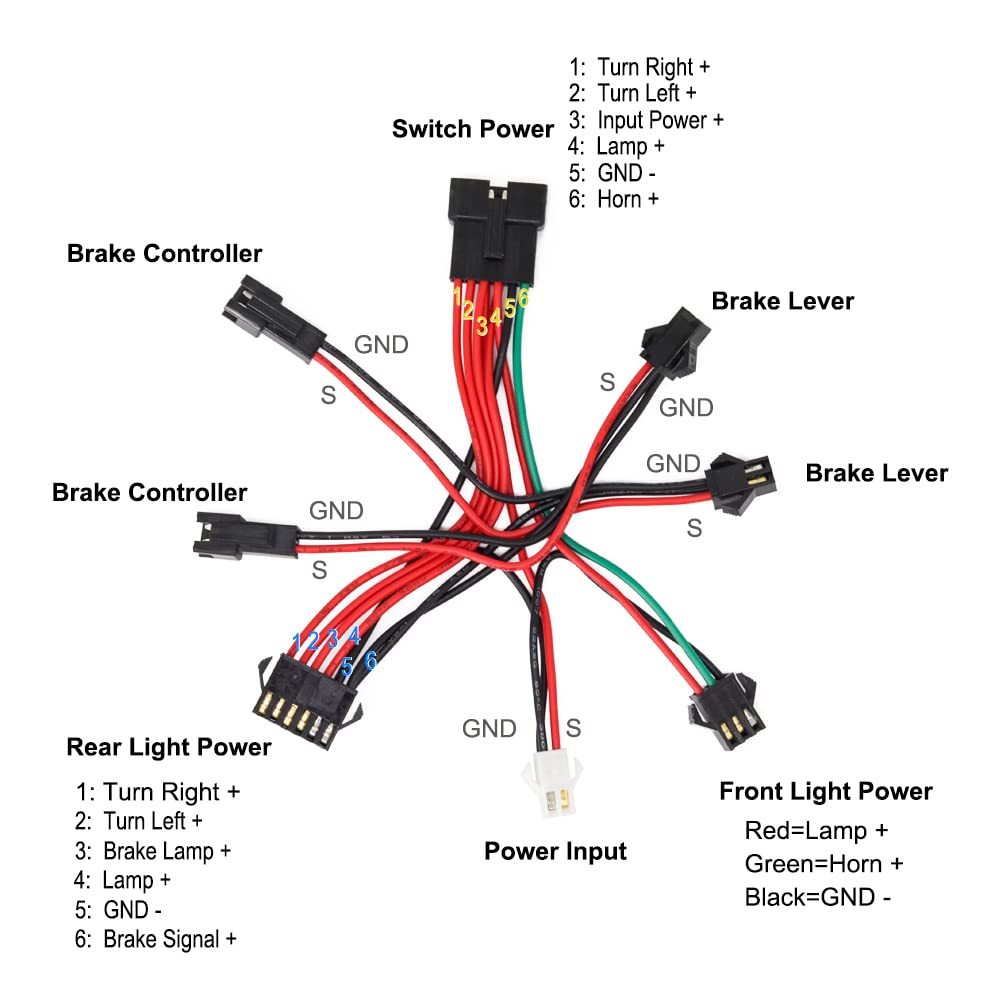 Kit luci per bici elettrica da 36 V 48 V, faro per bici elettrica con clacson, fanale posteriore con indicatore di direzione, adatto per supporto portapacchi posteriore da 50 mm e 80 mm, non