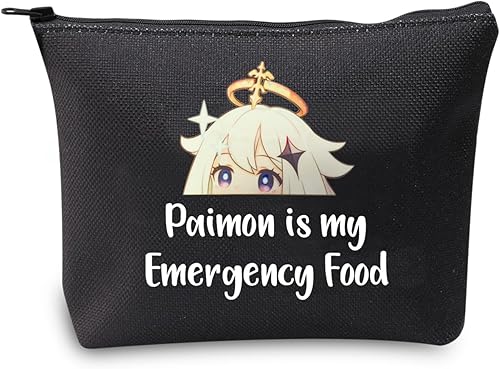 JXGZSO Bolsa de cosméticos inspirada en el anime Paimon is my Emergency Food Traveller Gift Anime Lover Gift, Paimon negro