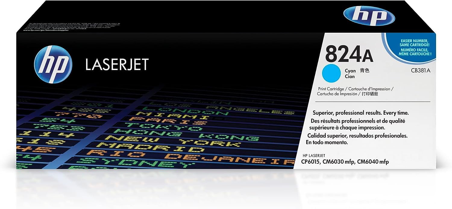 HP CB381A 824A Original LaserJet Toner Cartridge, Cyan, Single Pack