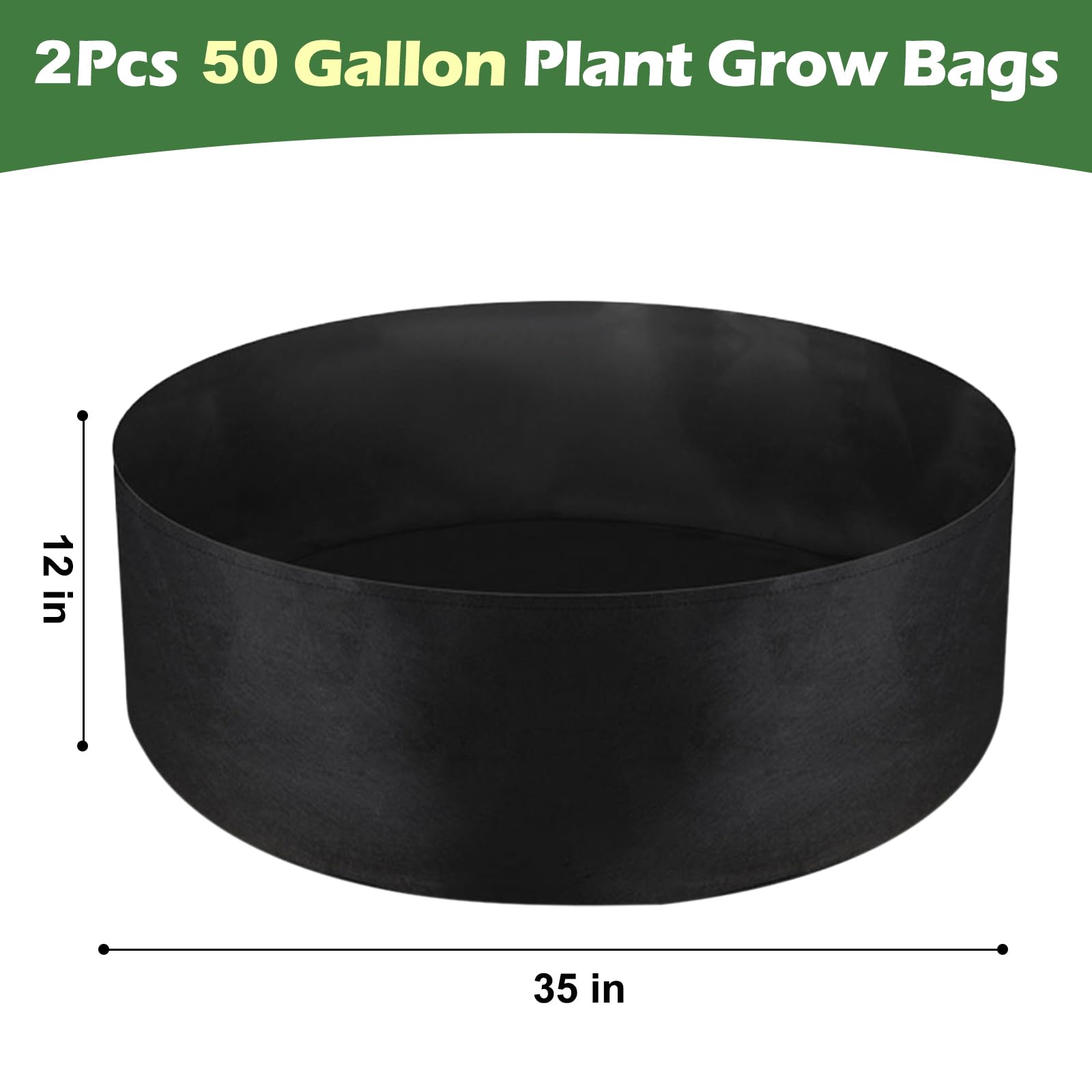 LBTING Lot de 2 sacs de culture en tissu non tissé très résistant pour plantes, légumes, fleurs de 157 litres