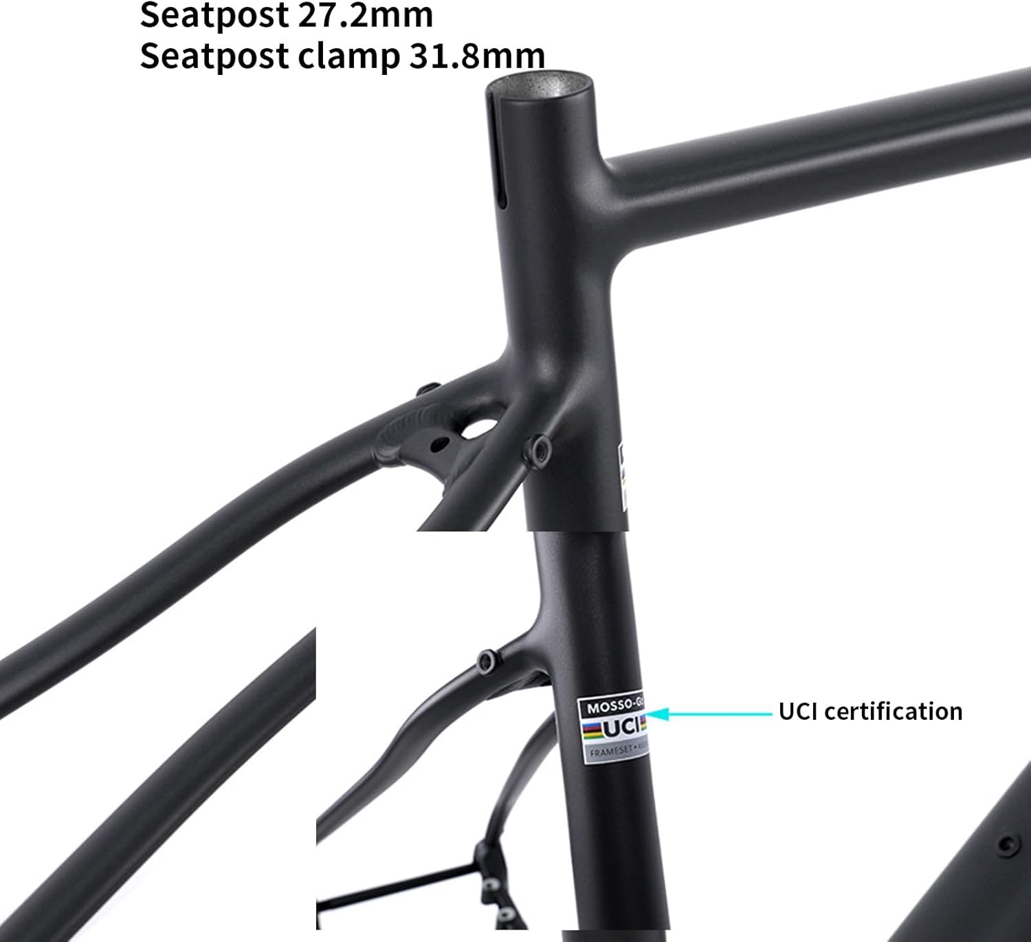 41cm/44cm/47cm/50cm/53cm Bike Frameset with Fork 700C Road Bike Frame Thru Axle 100/142MM Aluminum Alloy Bike Frame Disc Brake Internal Routing