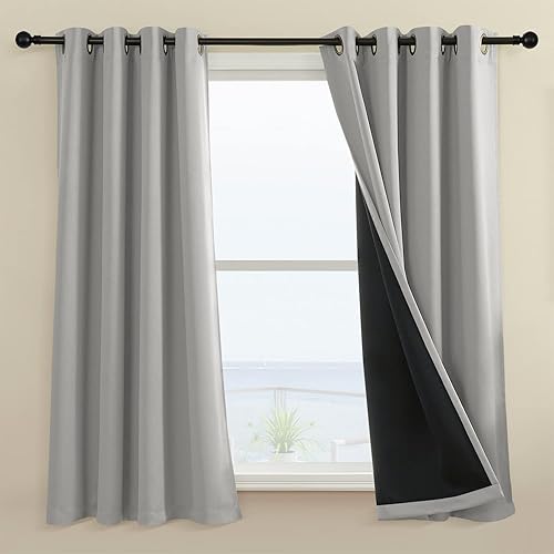 Miniatura 33 de Rutterllow - Cortinas 100% opacas, paneles de cortina con ojales, aislamiento térmico y bloqueo de luz para habitación y sala de estar, (2 paneles
