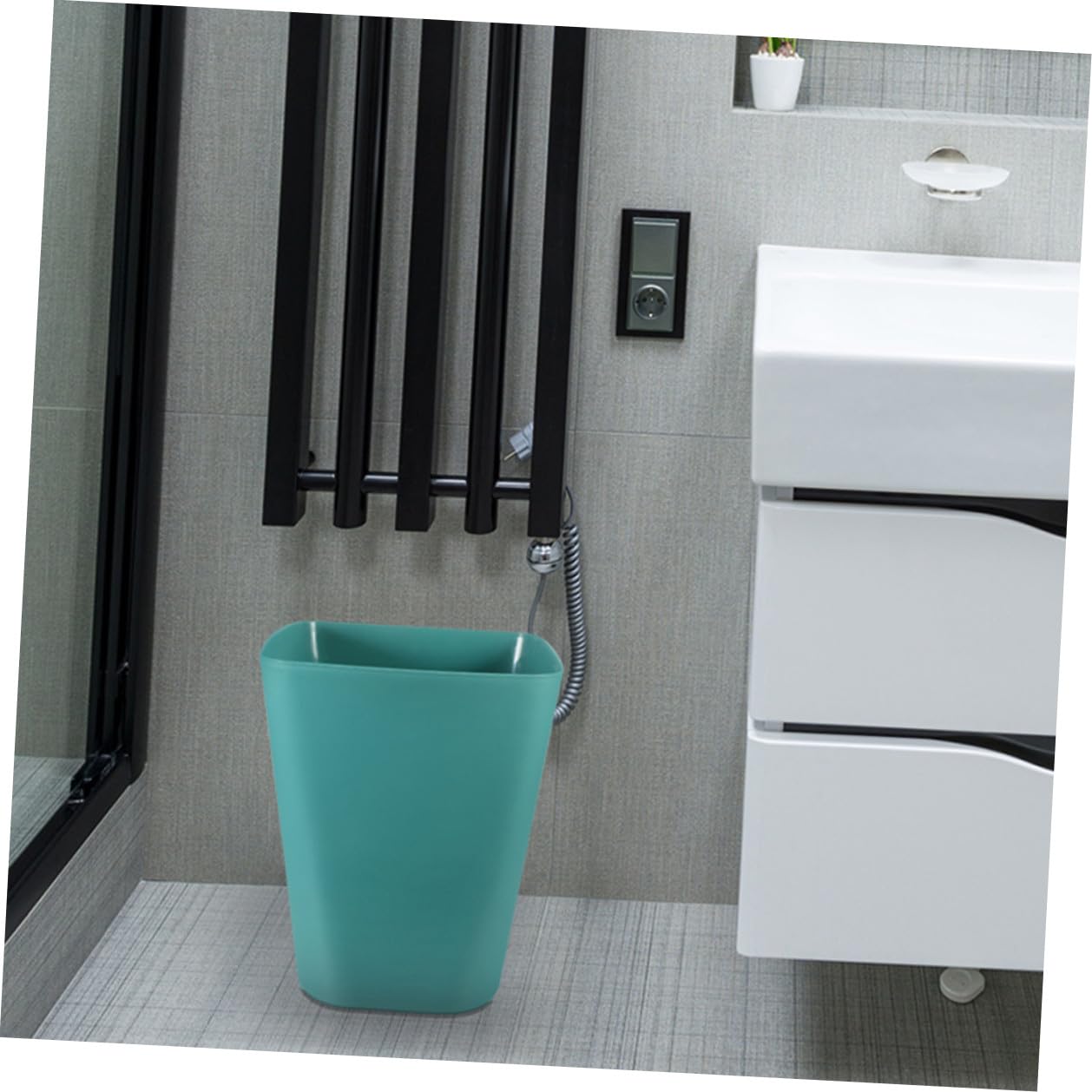 3pcs Small Blue Outdoor Trash Can Square Opening Wastebasket Bin for Office Bathroom Kitchen Storage and Organization