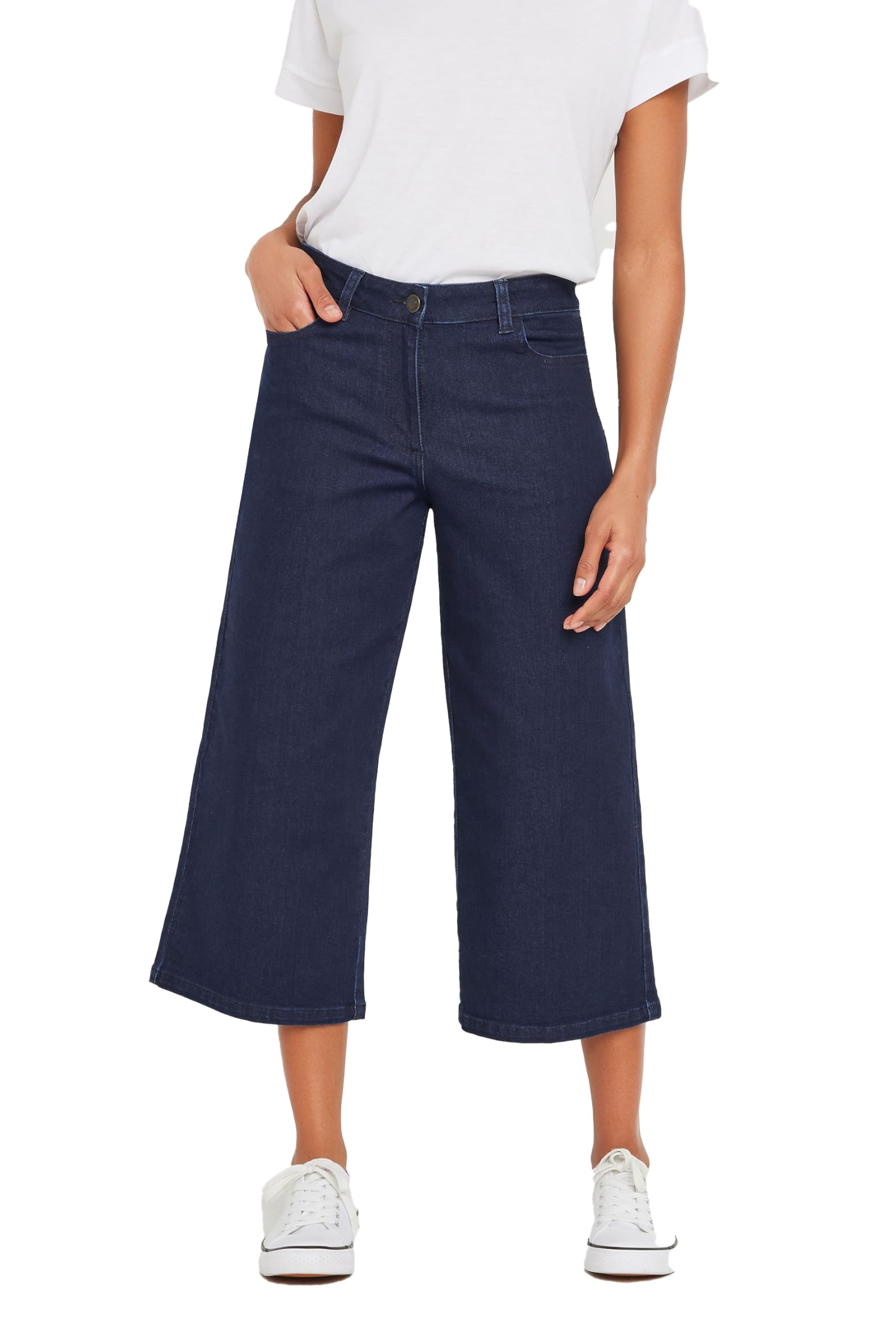 M&Co Indigo Wide Leg Cropped Jeans - Women's Denim - Size 16