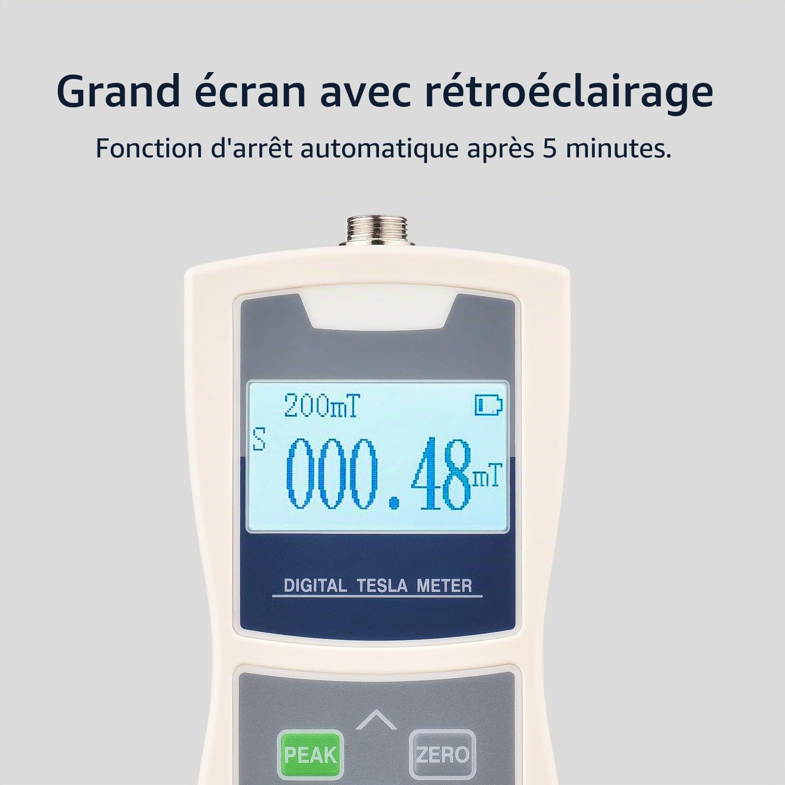 Tesla Test Meter, Portable Gauss Meter, 200mT/2000mT Automatic Range Switching, High Accuracy Surface Sensitive Magnetic Field Tesester with Standard Radial Hall Probes