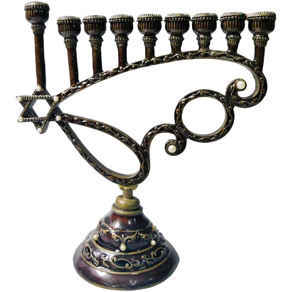 Fituenly Black 9 Branch Menorah Candle Holder Hanukkah Candle Stand Jerusalem Candlestick Table Centerpiece For Jewish Holiday Party