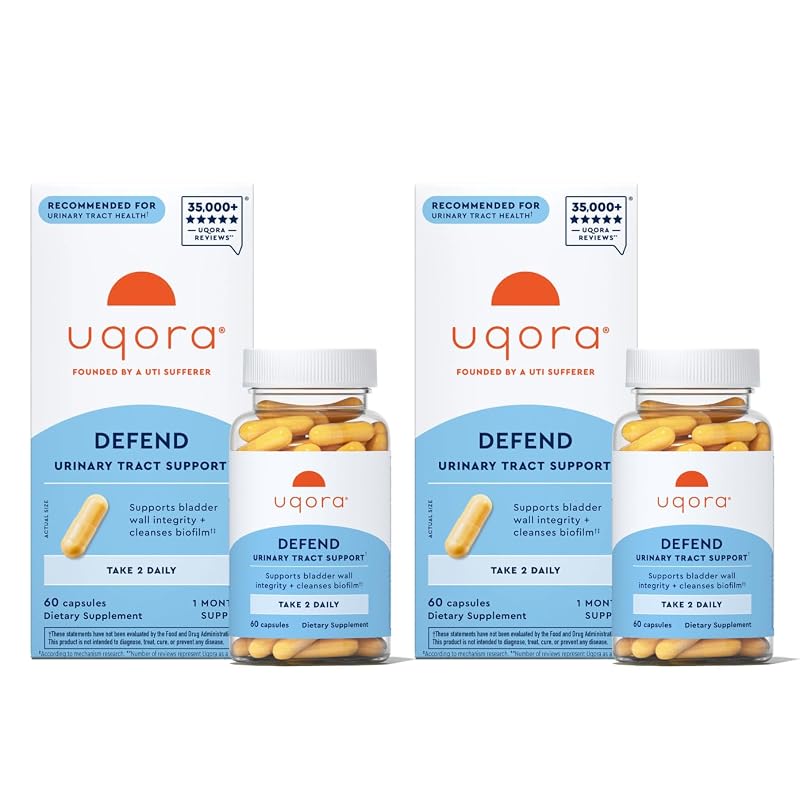 Uqora Suplemento para o trato urinário com D-manose, extrato de chá-verde e extrato de cúrcuma, 120 cápsulas