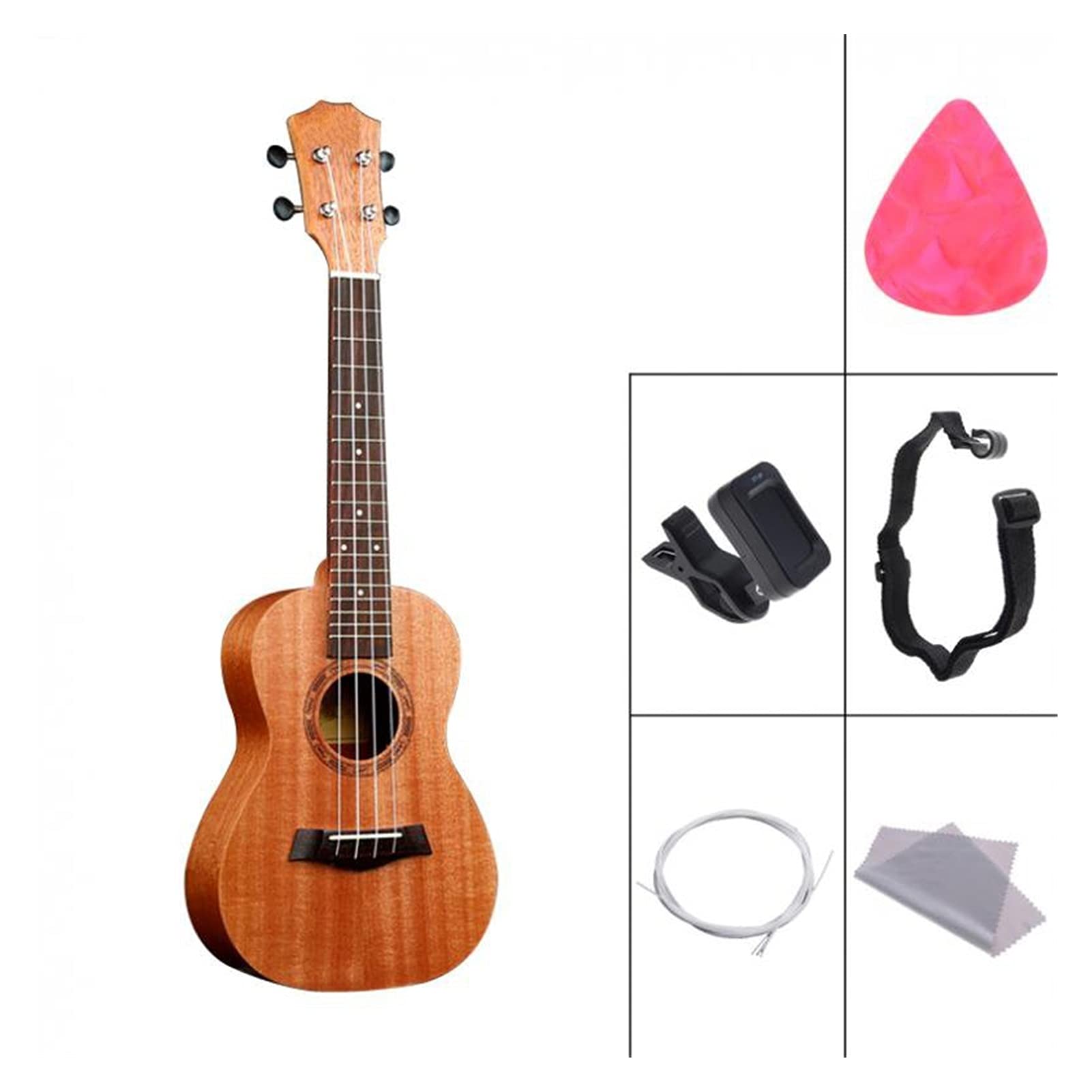 Ukulele koncertowe Początkujący Ukulele 23- calowy Koncert Pełne Zestawy Ukulele Drewno Hawajskie Cztery Sznurowe Gitara Mahogany Wood