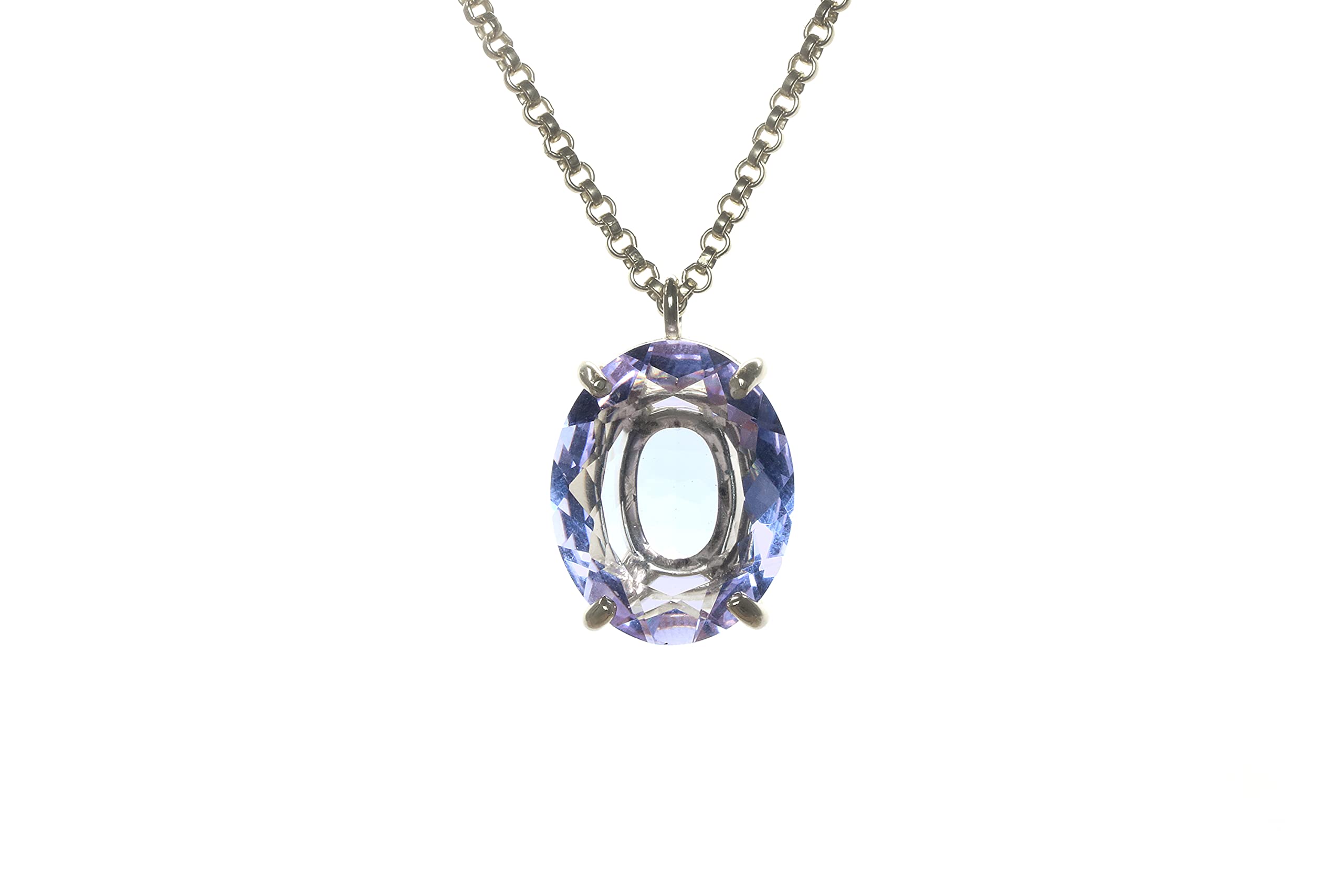 Collana Ovale con Ciondolo di Tanzanite - Classica Collana in Oro con Pietra di Compleanno - Radiosa Collana di Cristallo con la Pietra di Compleanno di Dicembre, Collana Dichiarazione - Fatta a Mano