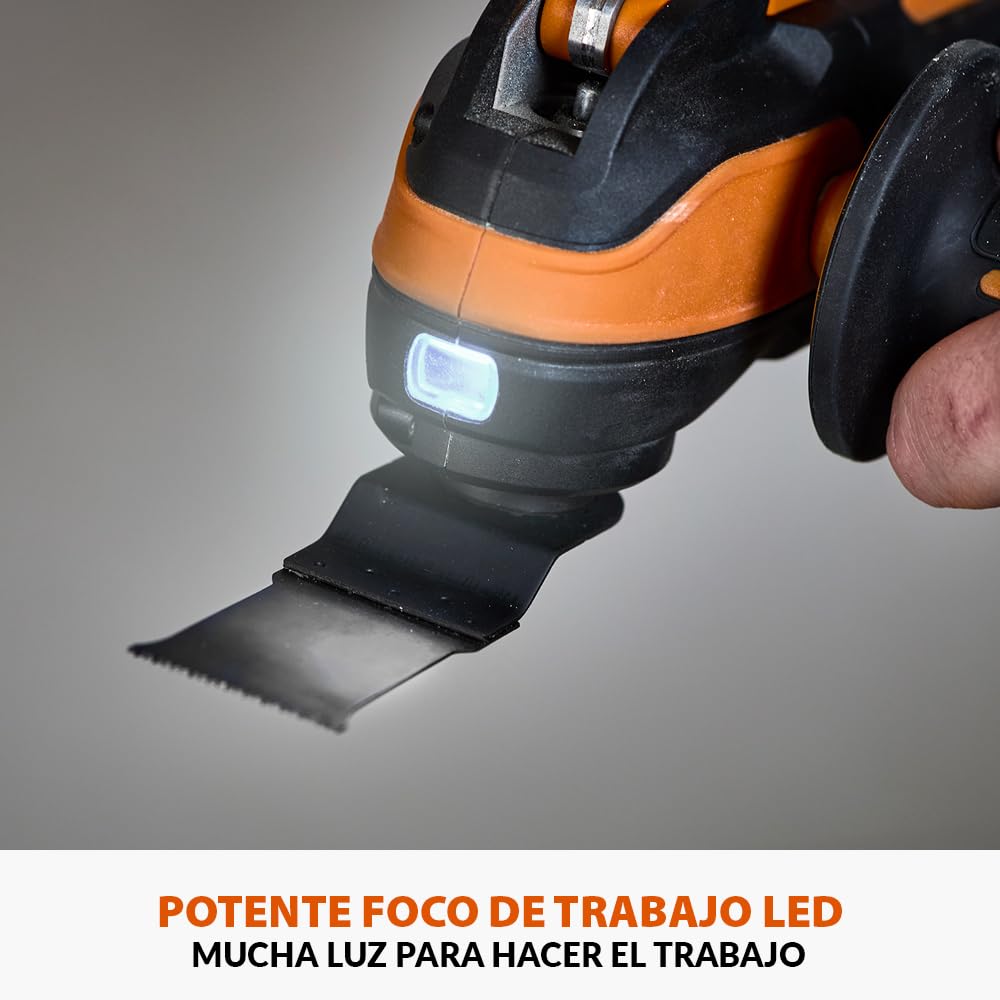 Evolution Power Tools R18MLT-Li Multiherramienta Inalámbrica Con Batería EXT De Iones De Litio De 18 V, Multiusos Y Multimaterial Para Cortar, Moldear, Raspar Y Lijar | Batería No Incluida