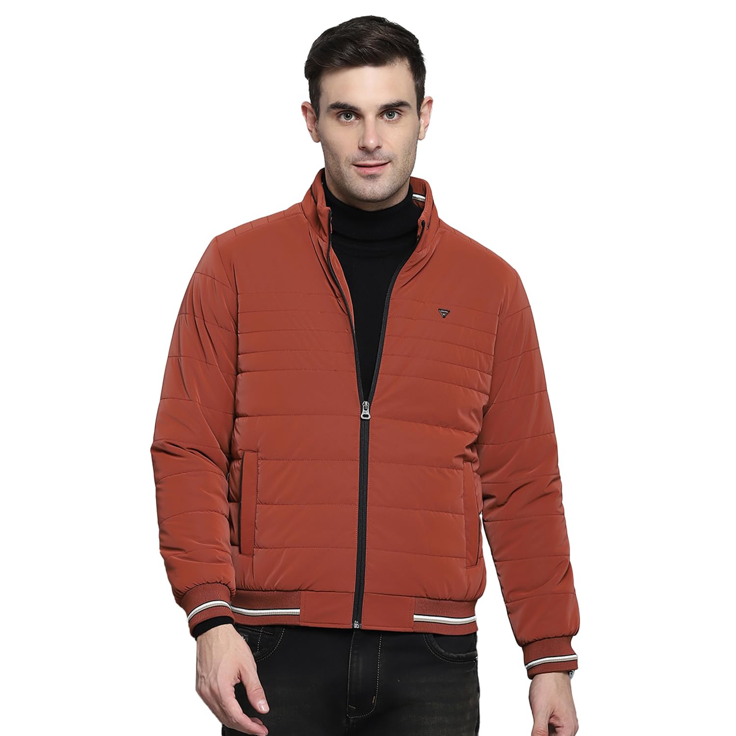 monte carlo Mens Solid Red Mock Neck Full Sleeves Jacket-picture-30