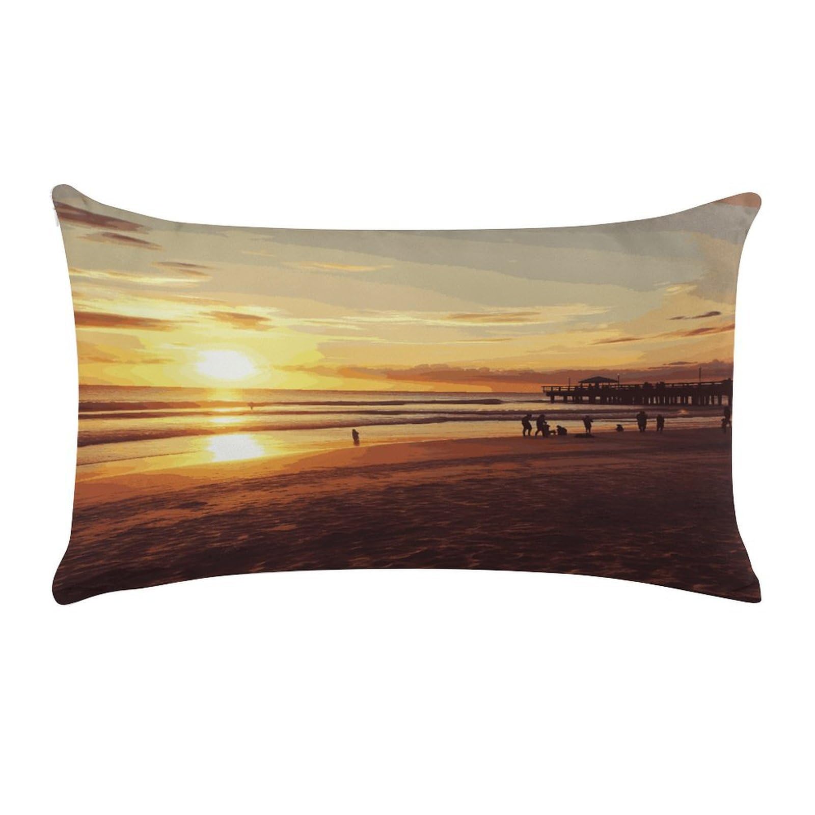 LDGSUPH Sunset Beach Throw Pillow Cover with Zipper Long Throw Pillow Case Anti-Fading Pillow Protector Super Soft Decorative Cushion Case Exquisite Plush Pillowcase12 X 20 in