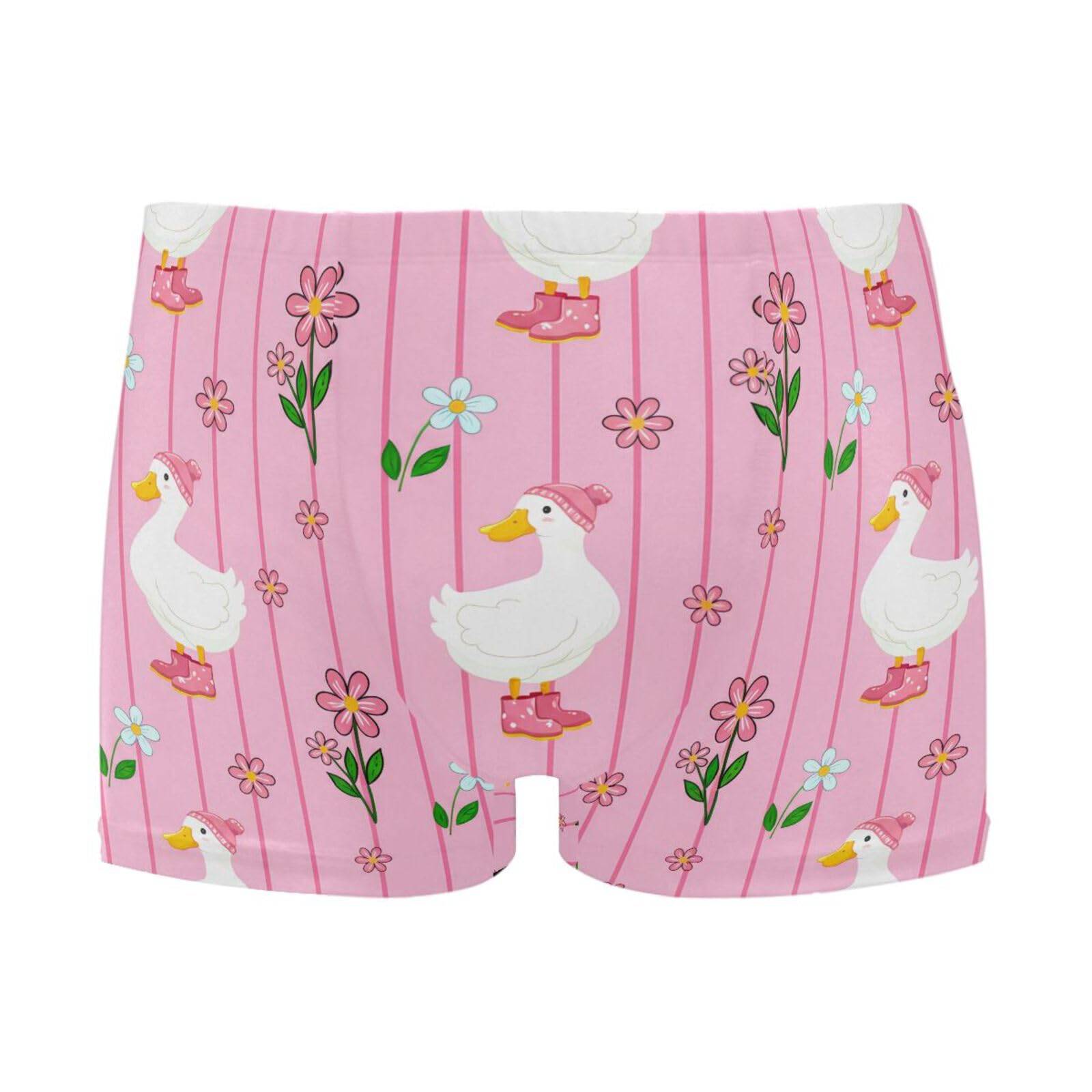 UMIRIKO White Ducks Pink Flowers Mens Swim Trunks Swimwear Bathing Suit Swim Brief Square Leg Board Short S-3XL 202c1620