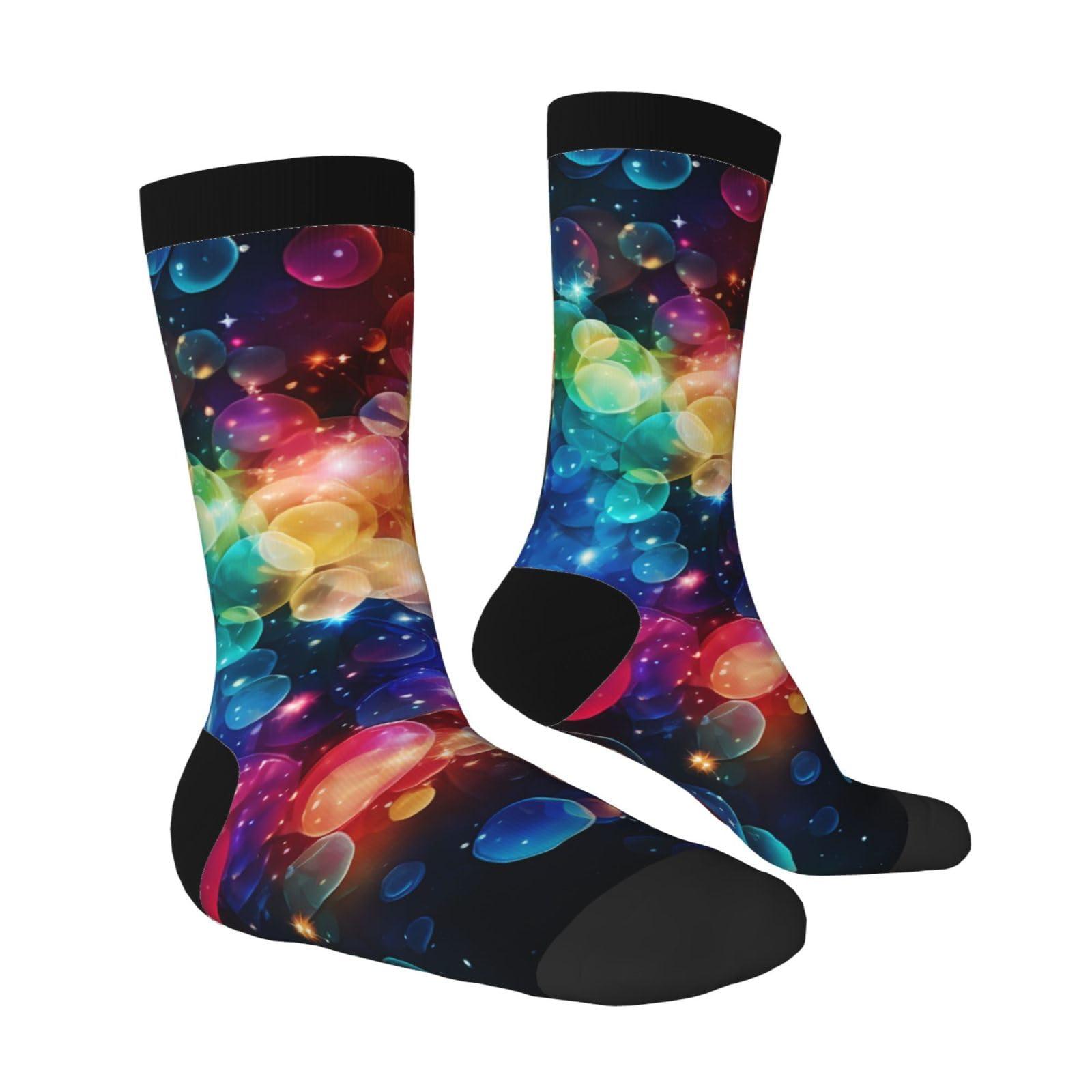 LZQPOEAS Colorful Rainbow Stars Athletic Socks Unisex Cushioned Crew Socks Hiking Running Calf Sock Soft Above Ankle Sock
