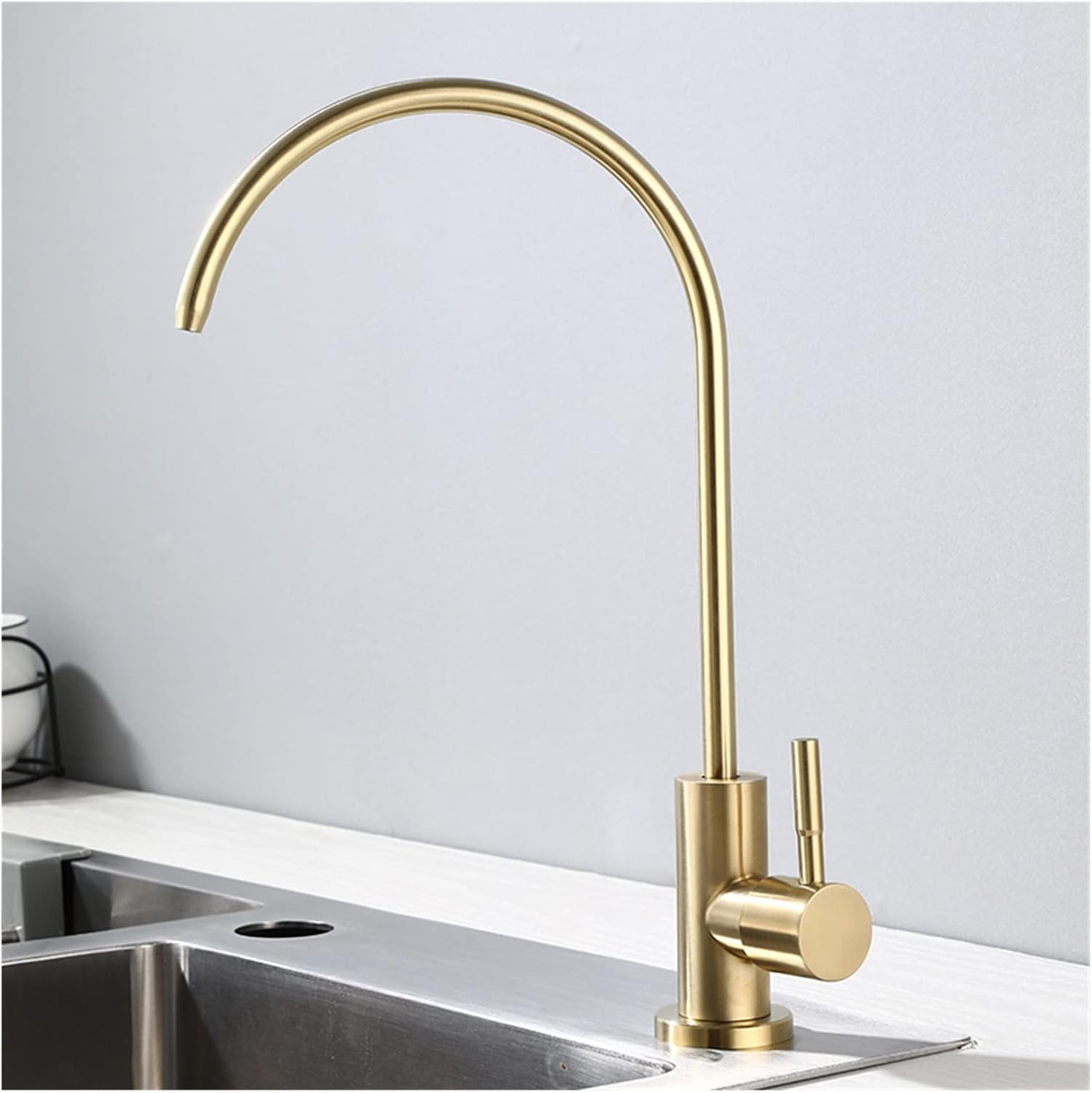 1/4" Kitchen Faucets Direct Drinking Tap Water Purifier Faucet for Kitchen Sink Drinking Water Anti-Osmosis Purifier tapSUS304(Black)