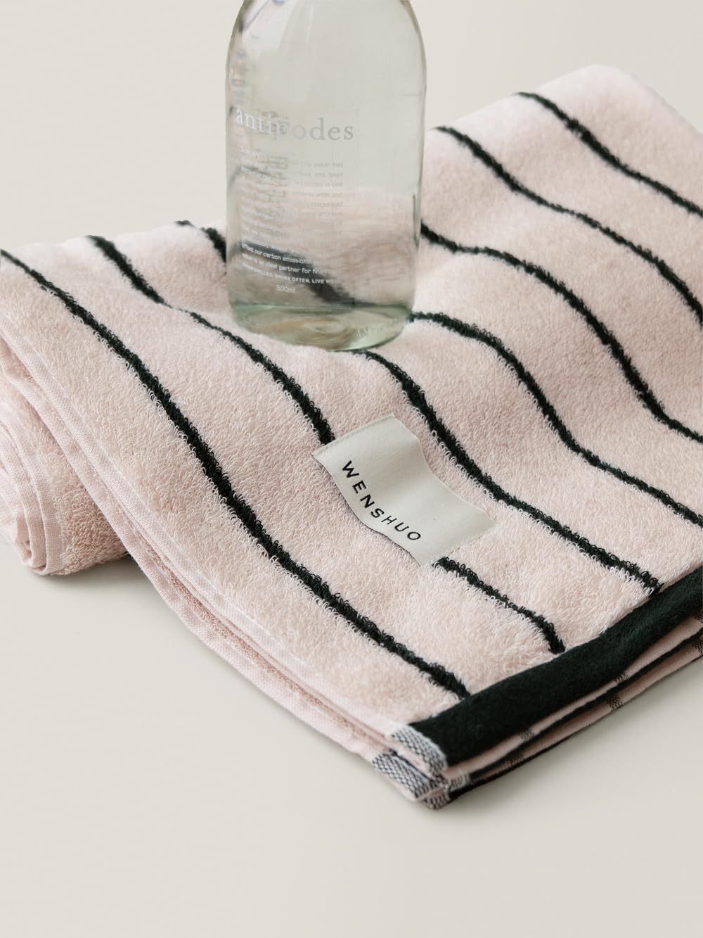 WENSHUO Acorn & Ink-Pure Cotton Striped Bath Towel,100% Combed Cotton,Luxury Shower Towel,Super Absorbent(Pack of 1) (55.12" L × 27.56" W) - Image 5