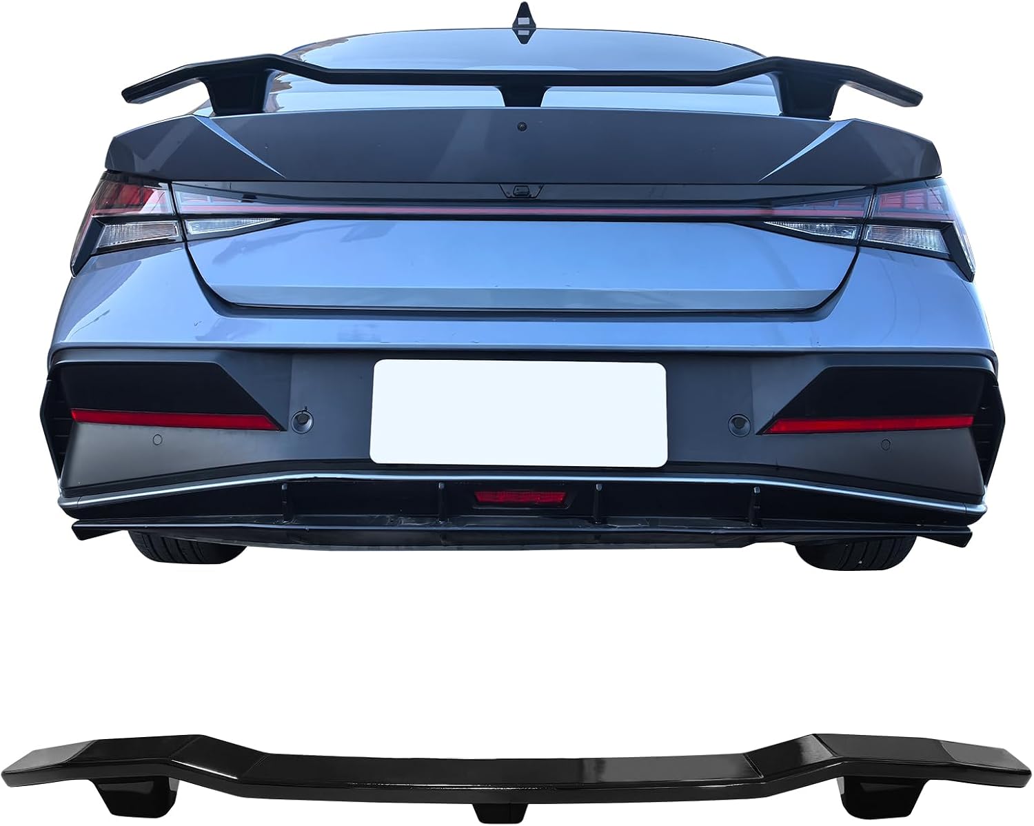 IKON MOTORSPORTS, Trunk Spoiler Compatible with 2021-2026 Hyundai Elantra, N Style Gloss Black ABS Plastic Rear Trunk Lid Spoiler Wing Lip