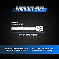 Vista 3 de Llave de trinquete de accionamiento de 1/4 pulgada, llave de dados estándar, liberación rápida de 72 dientes, función de trinquetaje reversible