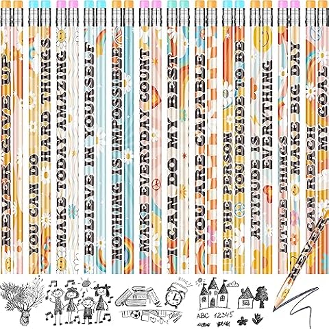 100 Pcs Retro Motivational Pencils Bulk, Inspirational School Pencils for Classroom, Cute Wood Pencils with Encourage Positive Saying, Back to School Supplies for Kids Student Teacher Classroom Reward Cover