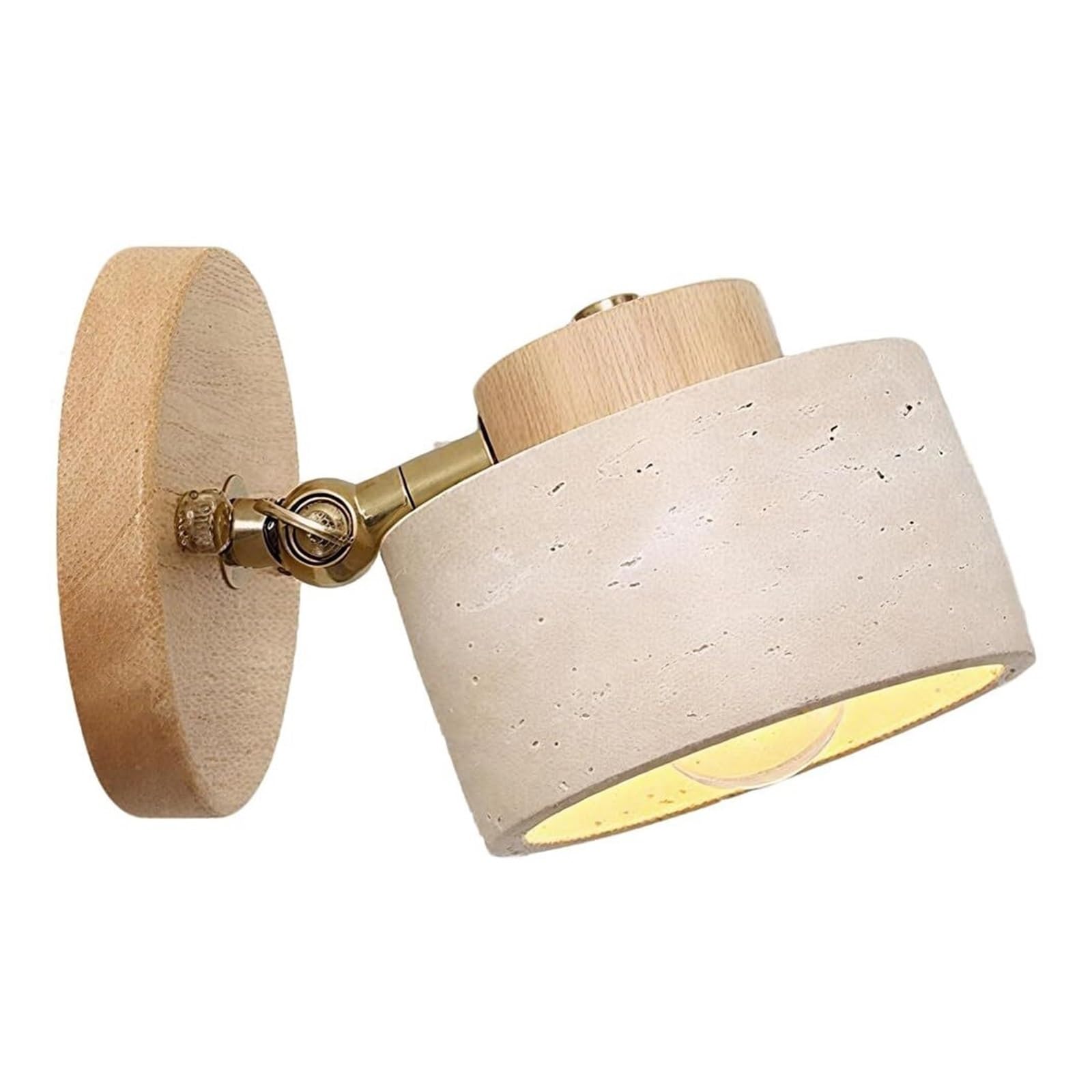 KHUKHU Natural Stone Wall Sconce Adjustable Marble Wall Mounted Bathroom Light Hardwired Farmhouse Rustic Wall Mounted Lamp Mid Century Modern Wall Light for Bedroom Living Room Bedside(Log Color)