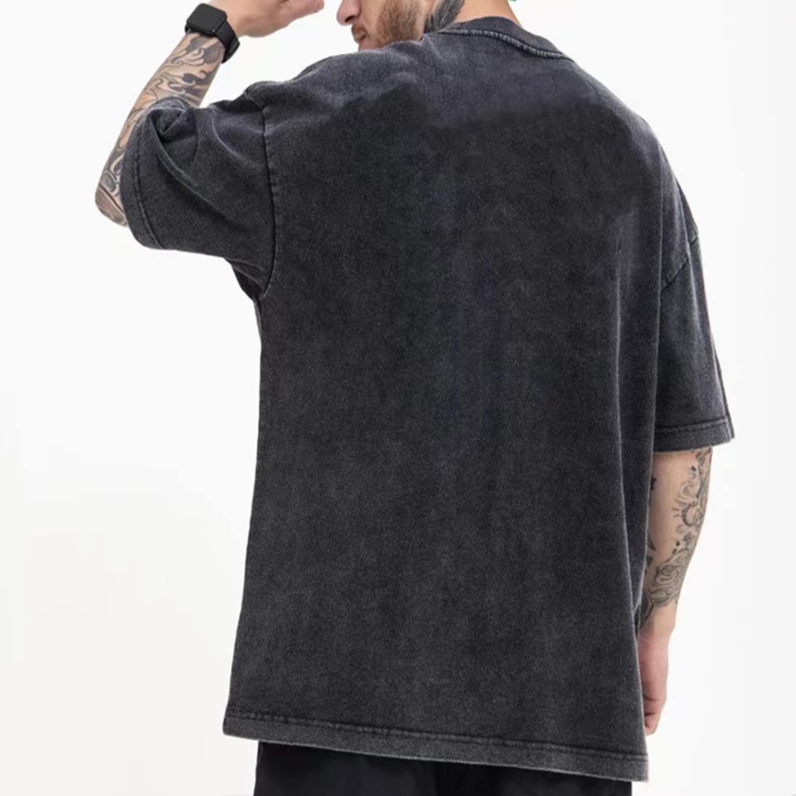3 Stück Herren Oversized Baumwolle Sommer T-Shirts – Vintage Baggy Tee Loose Fit Kurzarm T-Shirts Casual Streetwear