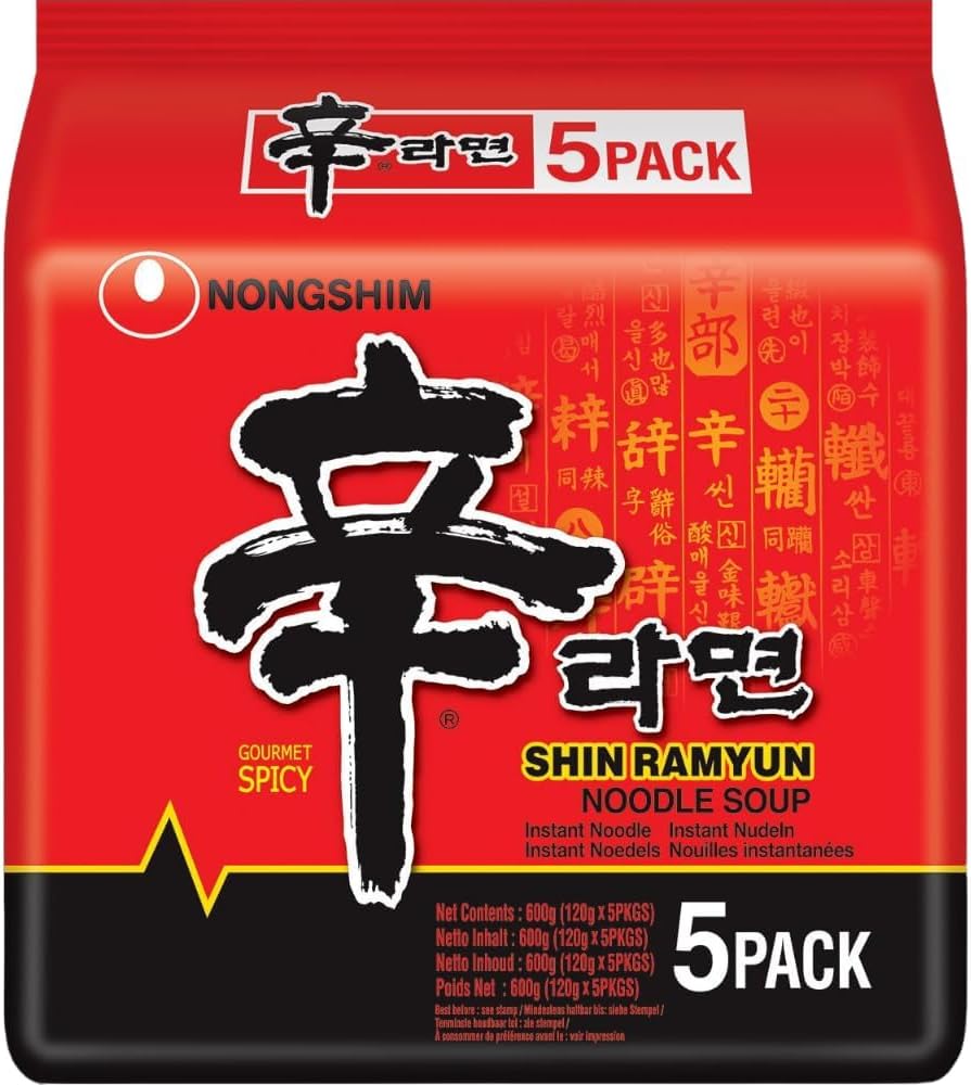 Nongshim Shin Ramyun Korean Style Spicy Noodle Soup Instant Noodles, 21.16 oz ℮ 600 g