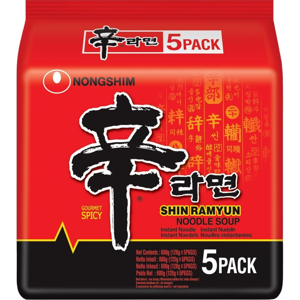 Nongshim Shin Ramyun Korean Style Spicy Noodle Soup Instant Noodles, 21.16 oz ℮ 600 g