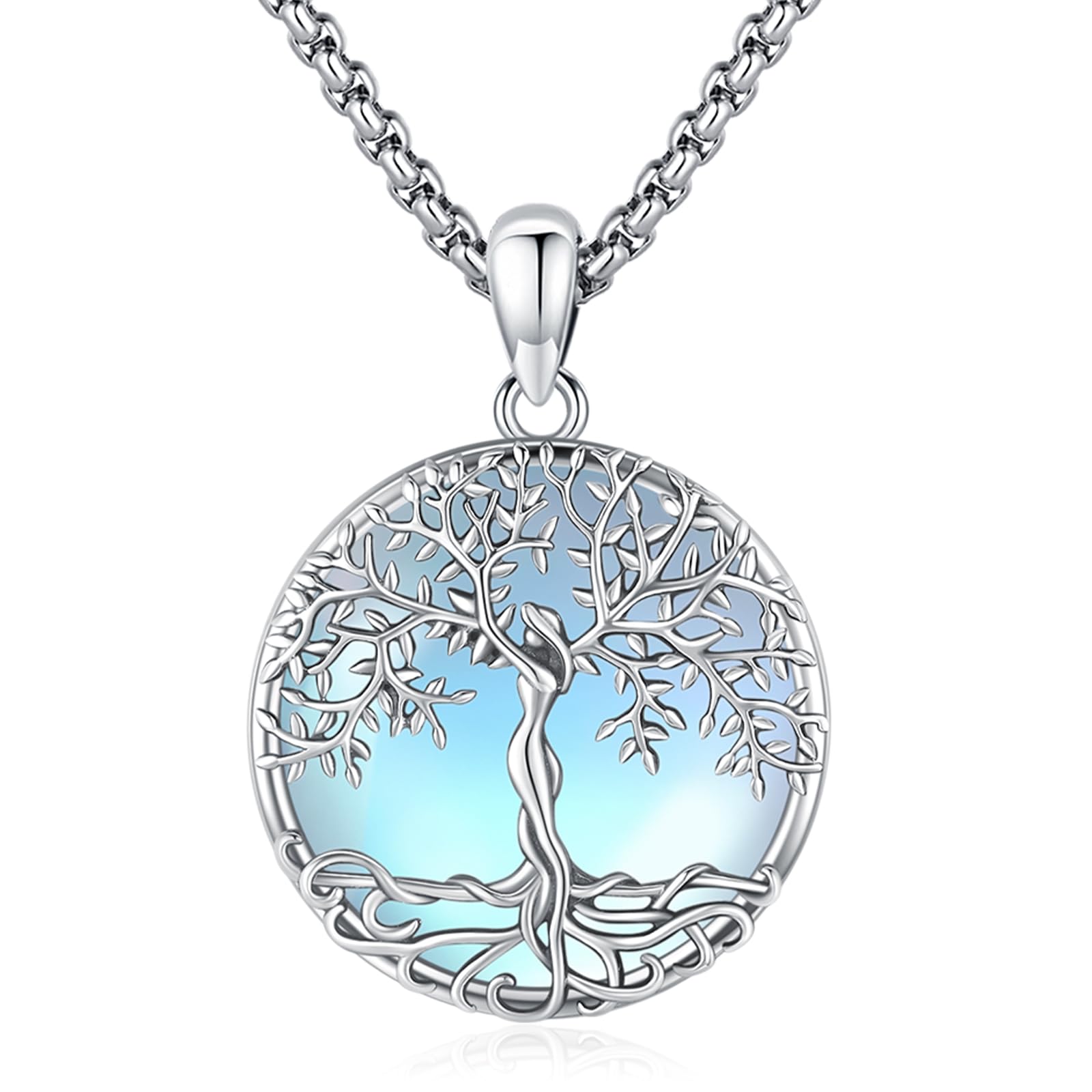 Eusense Collier Pendentif arbre de vie en argent 925 Collier Pendentif arbre de vie Chaîne Cadeau Bijoux pour Dames Femmes Filles Fête des mères