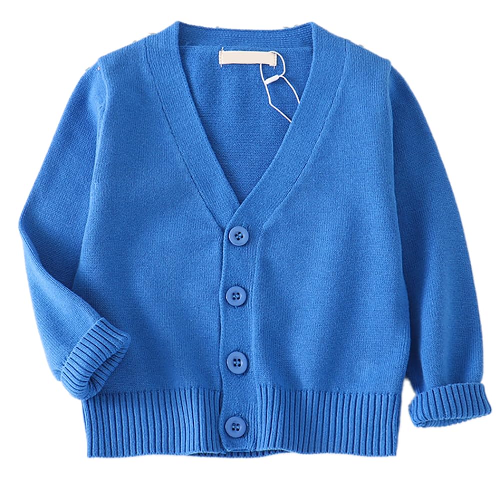 Cozomiz Bolero Cárdigan para Niñas Niños Suéter Tejido con Botones Jerséis Cárdigan de Punto Chaqueta de Punto 5-6 años Azul