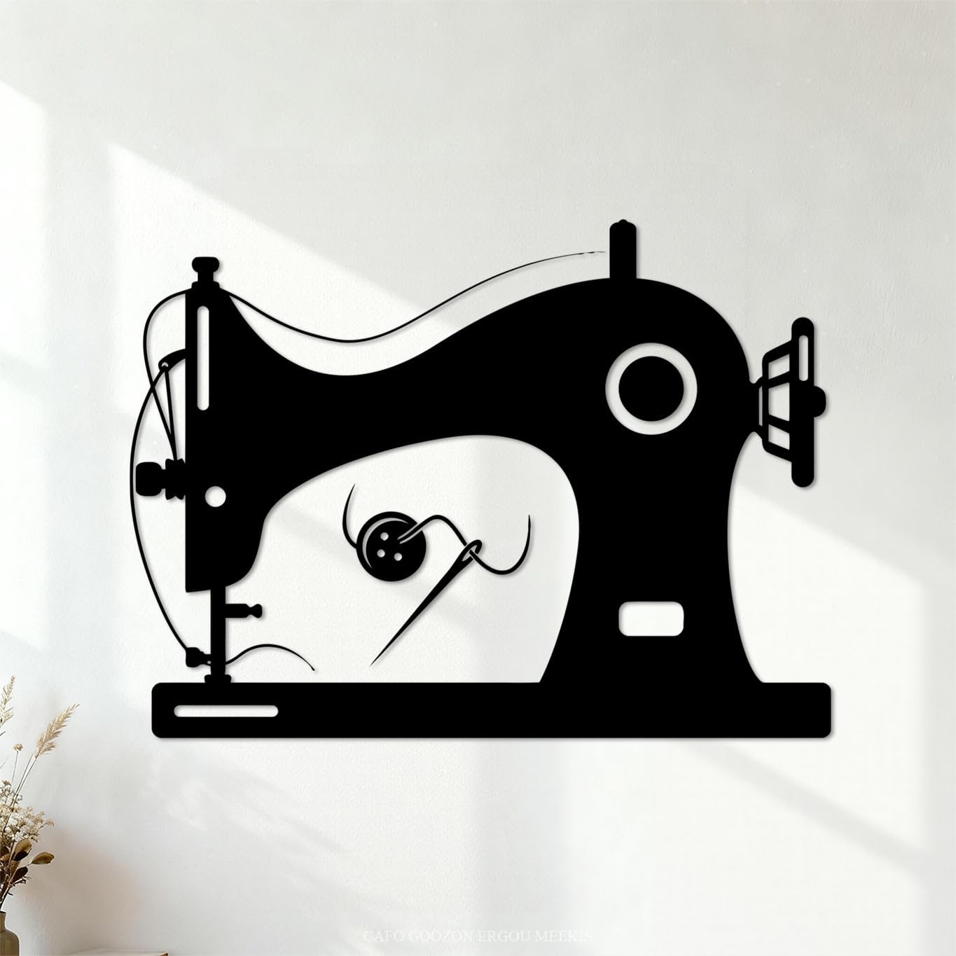 Sewing Sewing Machine Vintage Sewing Sewing Studio Fine Carving Stickers 68x92cm Store Decoration Black