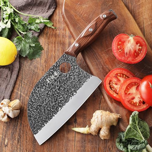 Hammer Iron Alley 3Pcs Butcher Knife Set, 7 Inch Butcher Meat Cleaver, 7 Inch Serbian Chef Knife And 6.5 Inch Viking Knife, Hand Forged Kitchen Knife Set With Plastic Handle thumb #8