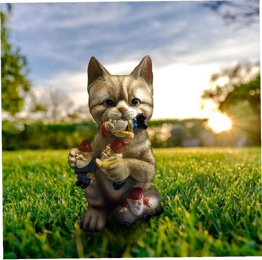 Christmas Art Statue Cute Cat Santa Claus Figurine Ornament Decor Gift for Outdoor Indoor Office