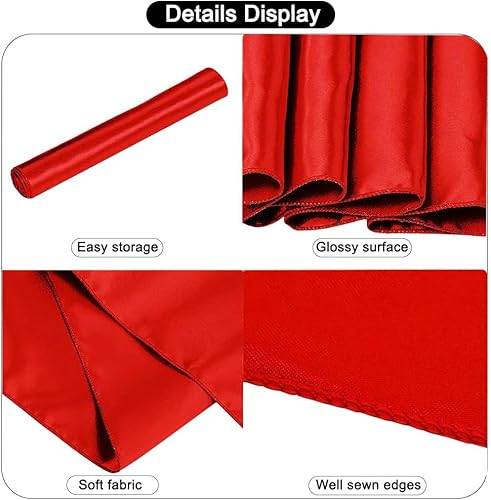 Miniatura 4 de Paquete de 12 caminos de mesa de satén de 12 x 108 pulgadas de largo, para banquetes de boda, graduaciones, decoración de fiesta de cumpleaños (rojo)